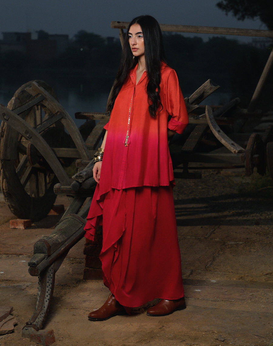Aymmetric shirt set