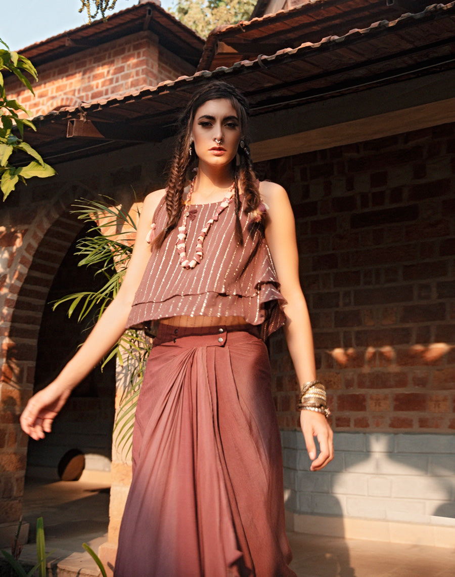 Drape Skirt Set