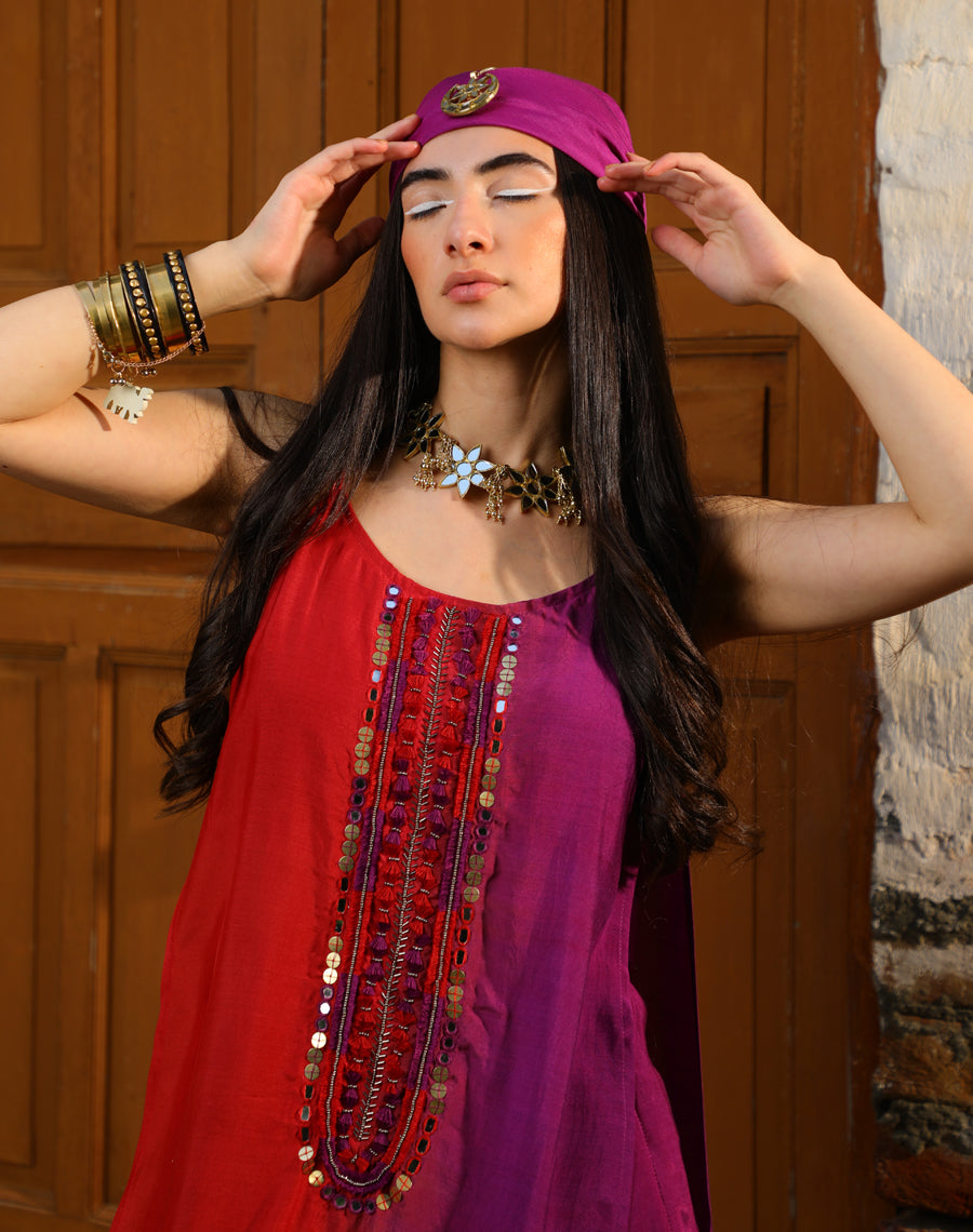 Long slit tunic set