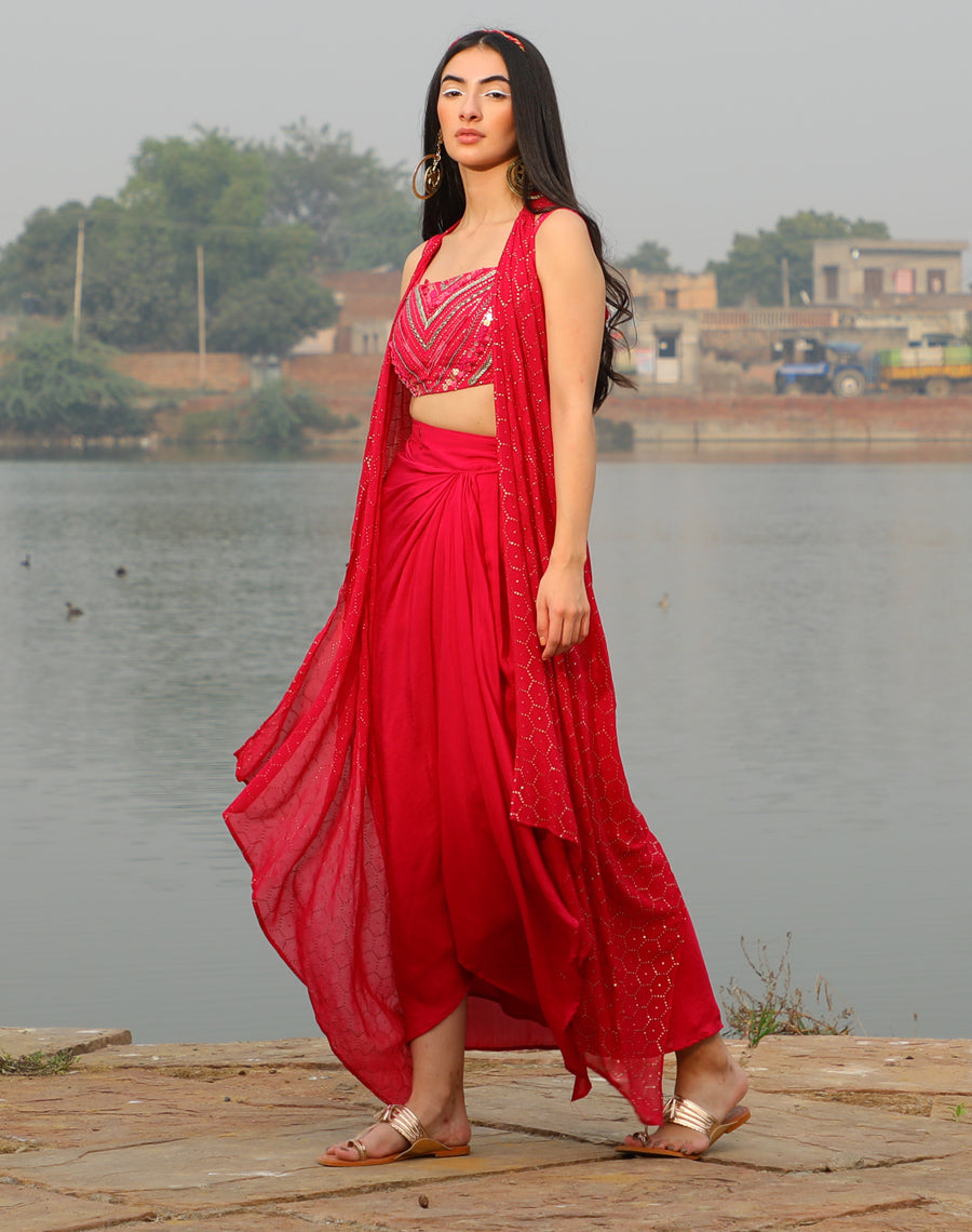 Bralet + Drape skirt + Shimmer  jacket