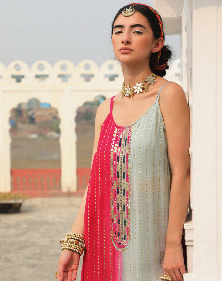 Long slit tunic set