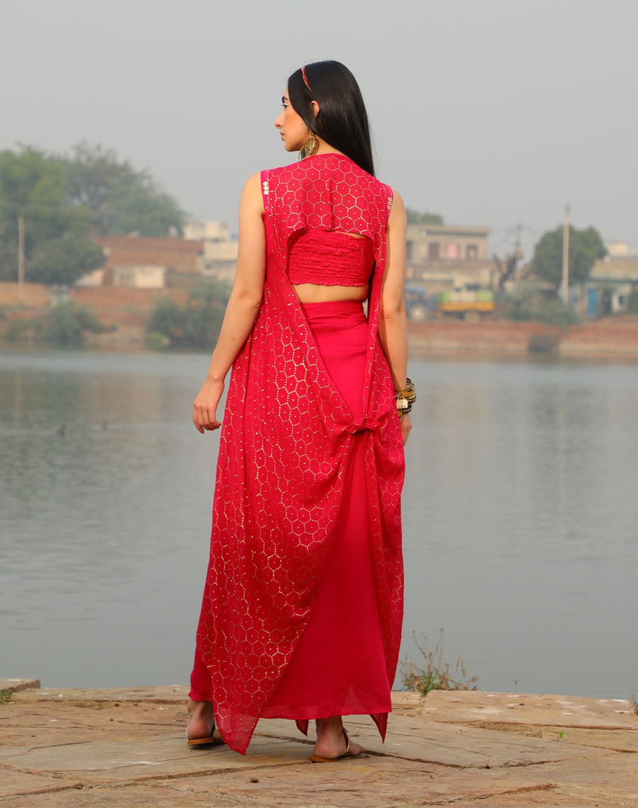 Bralet + Drape skirt + Shimmer  jacket