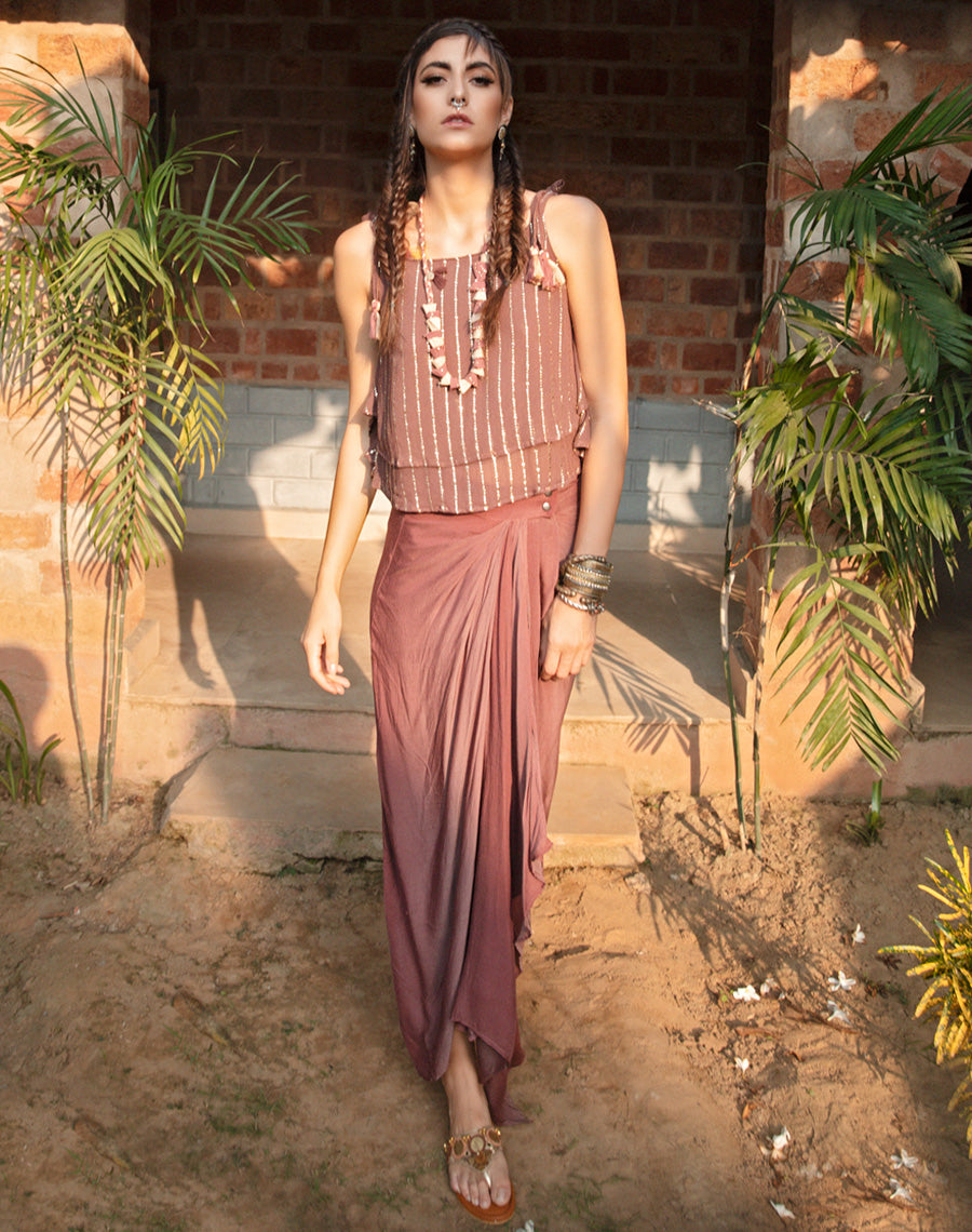 Drape Skirt Set