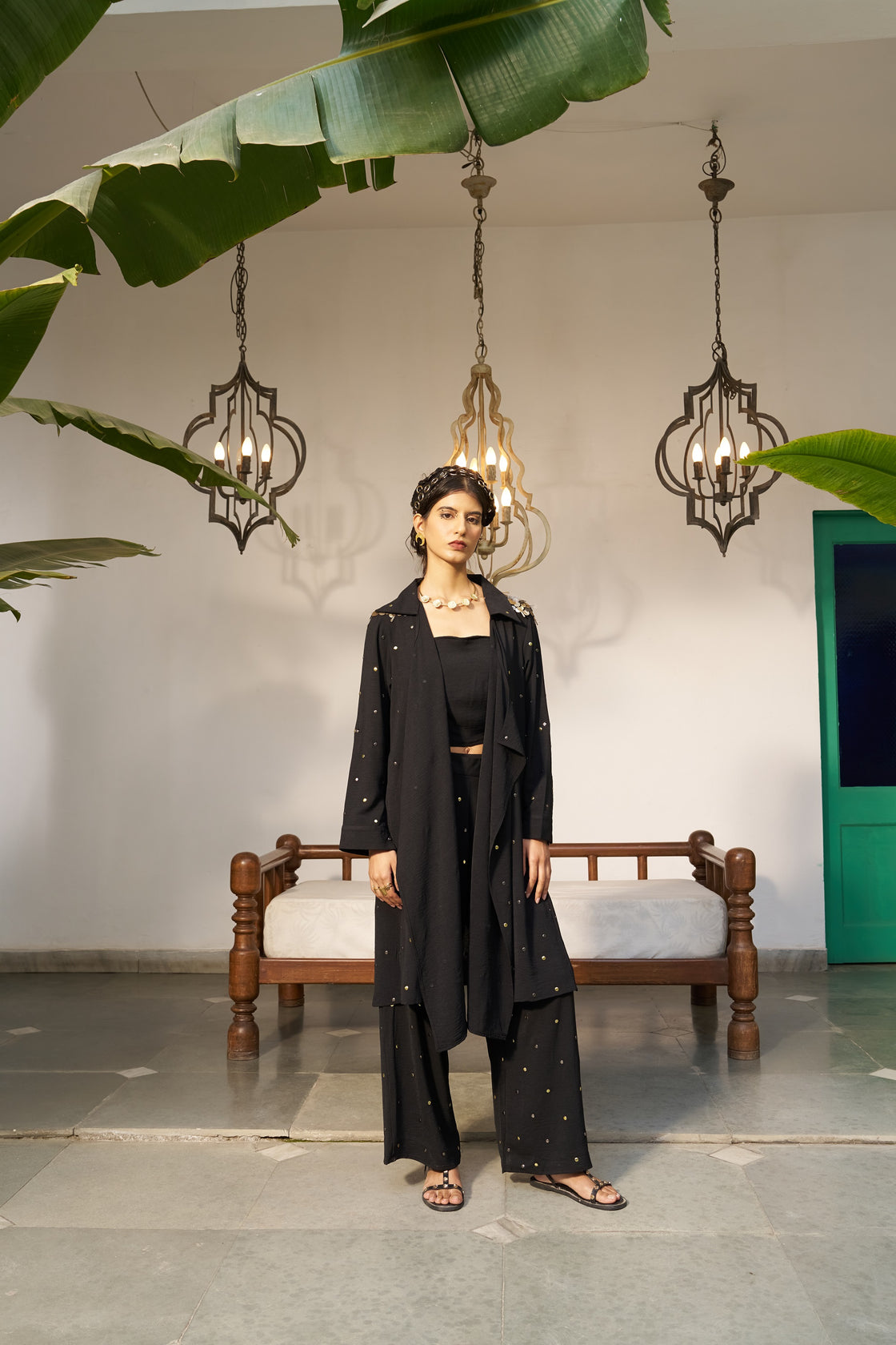 Waterfall Jacket Dotted Set