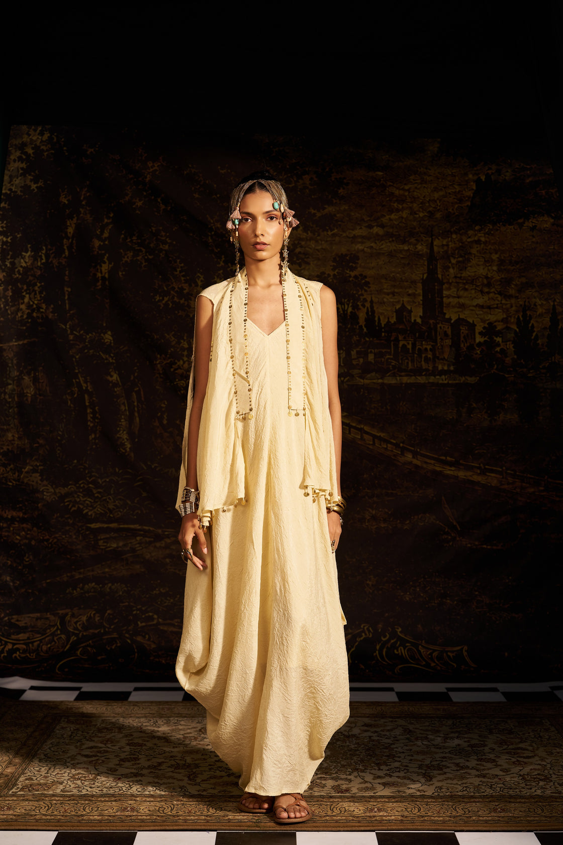 Cowl drape dress