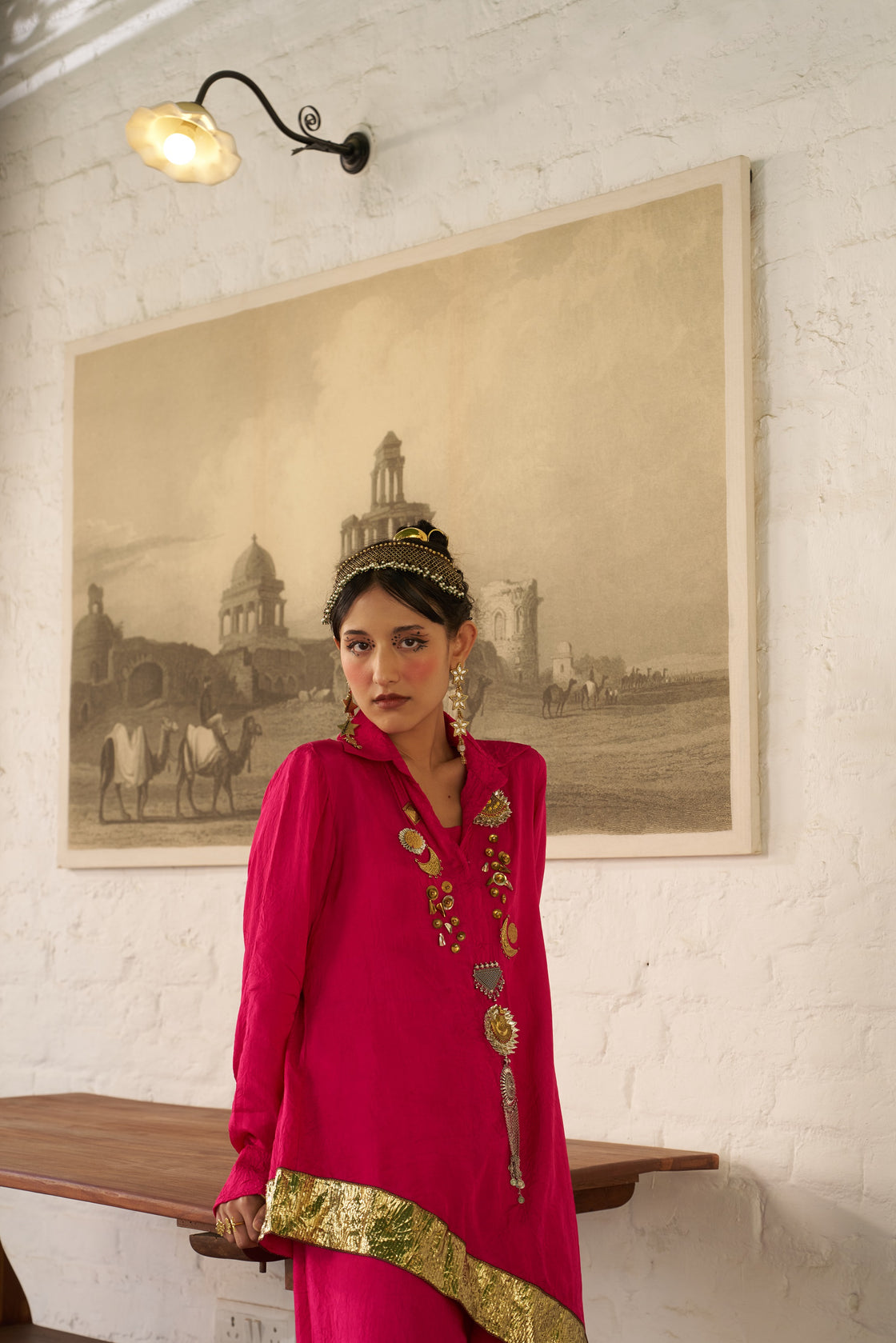 Asymmetric Placket Shirt Set