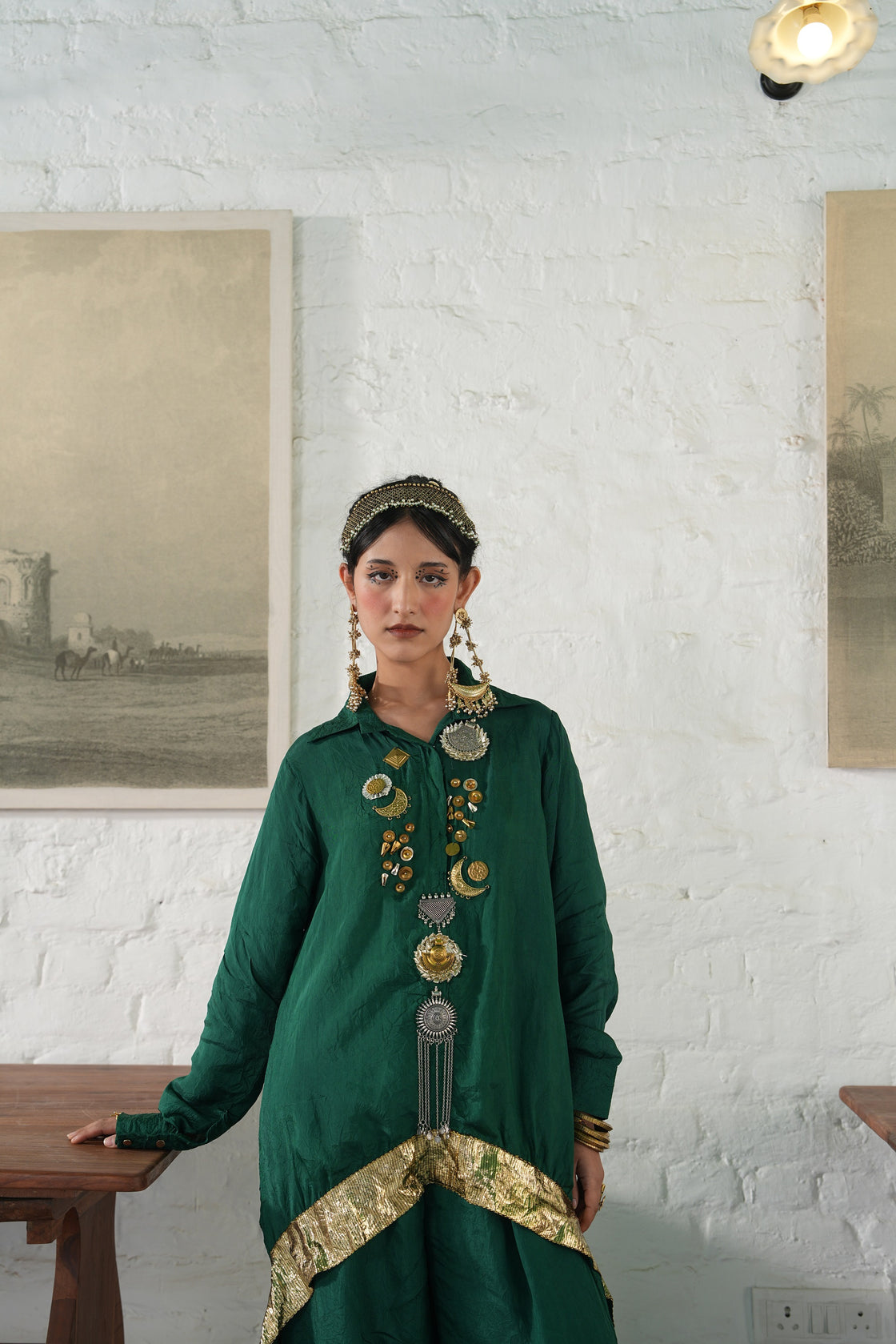 Waterfall Placket Shirt Set