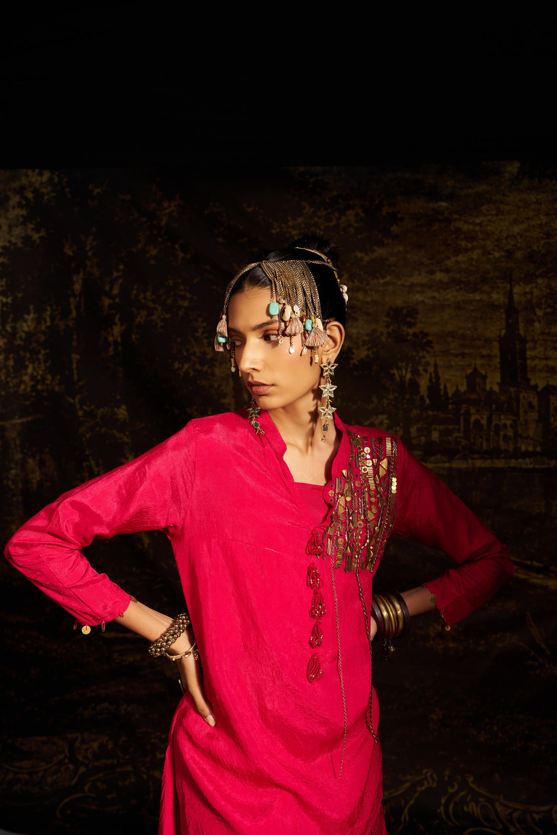 Asymetric kali kurta set
