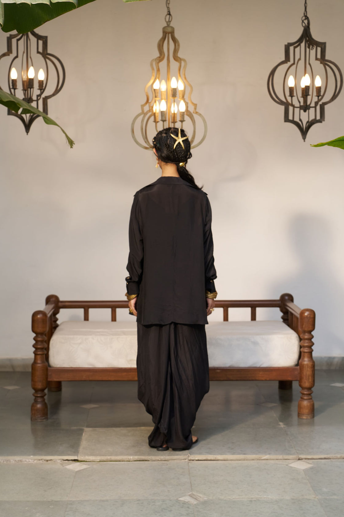 Rivet Cowl dress  with a waterfall Jacket