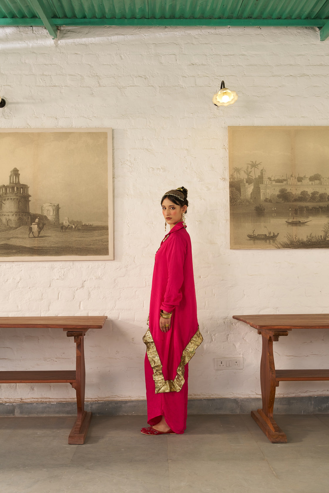 Asymmetric Placket Shirt Set