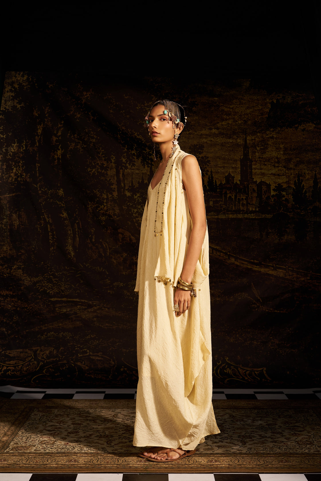 Cowl drape dress