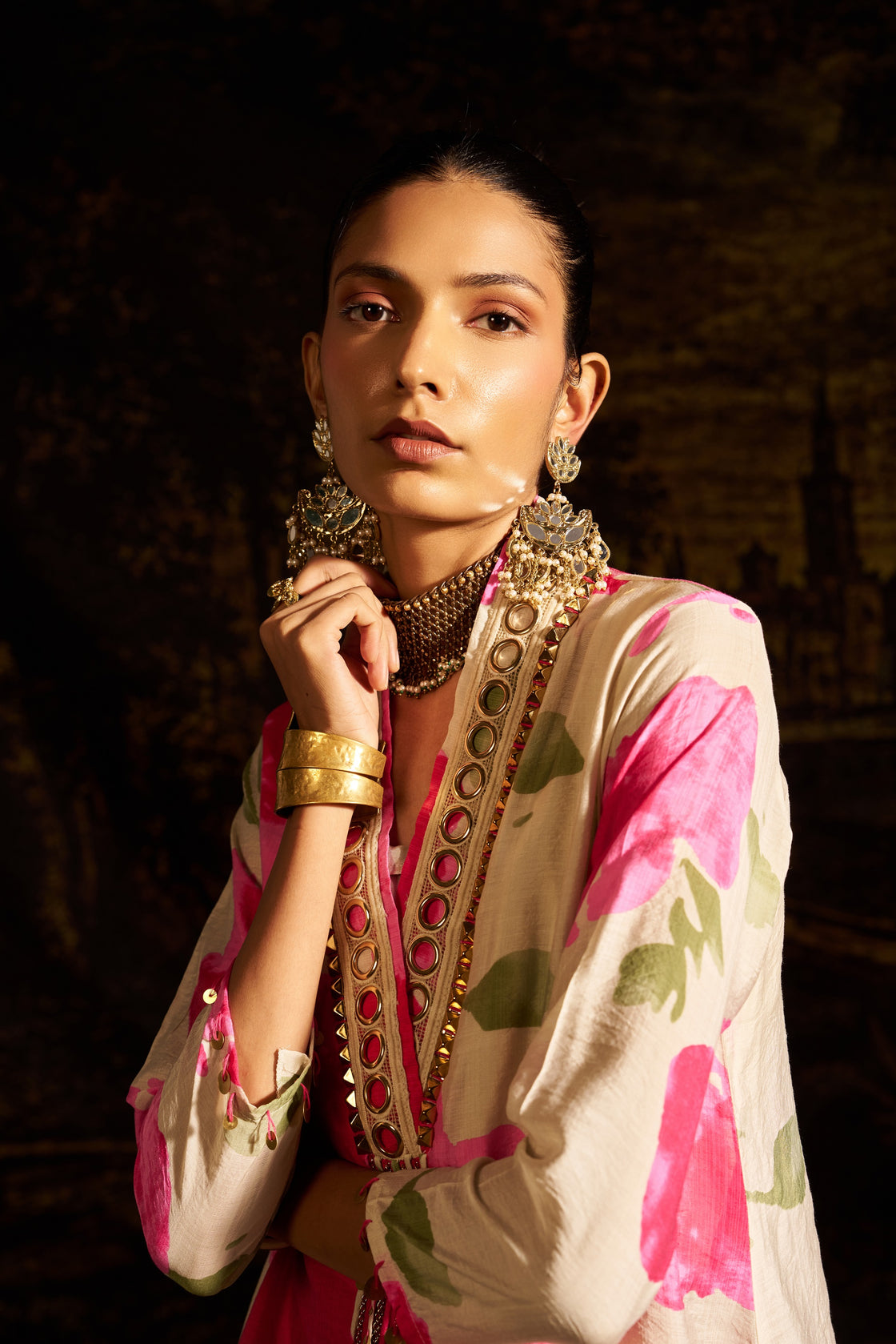 Floral Asymetric kali kurta set
