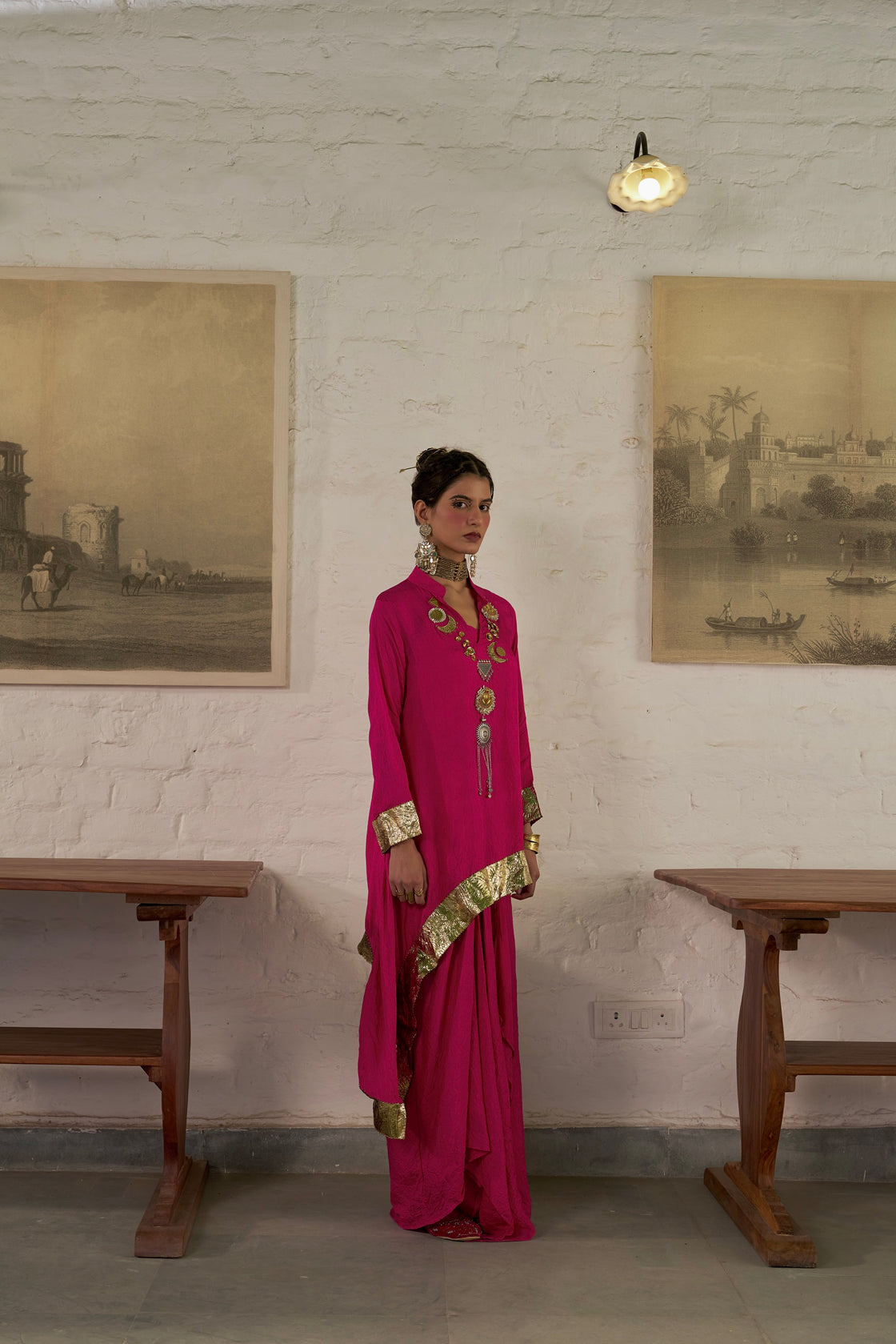 Asymmetric Kali Kurta Set