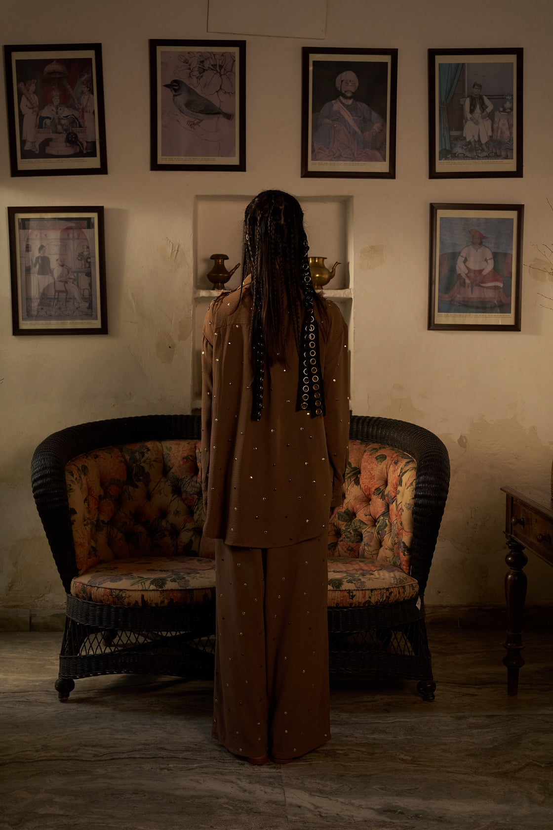 Drawstring Dotted Shirt Set